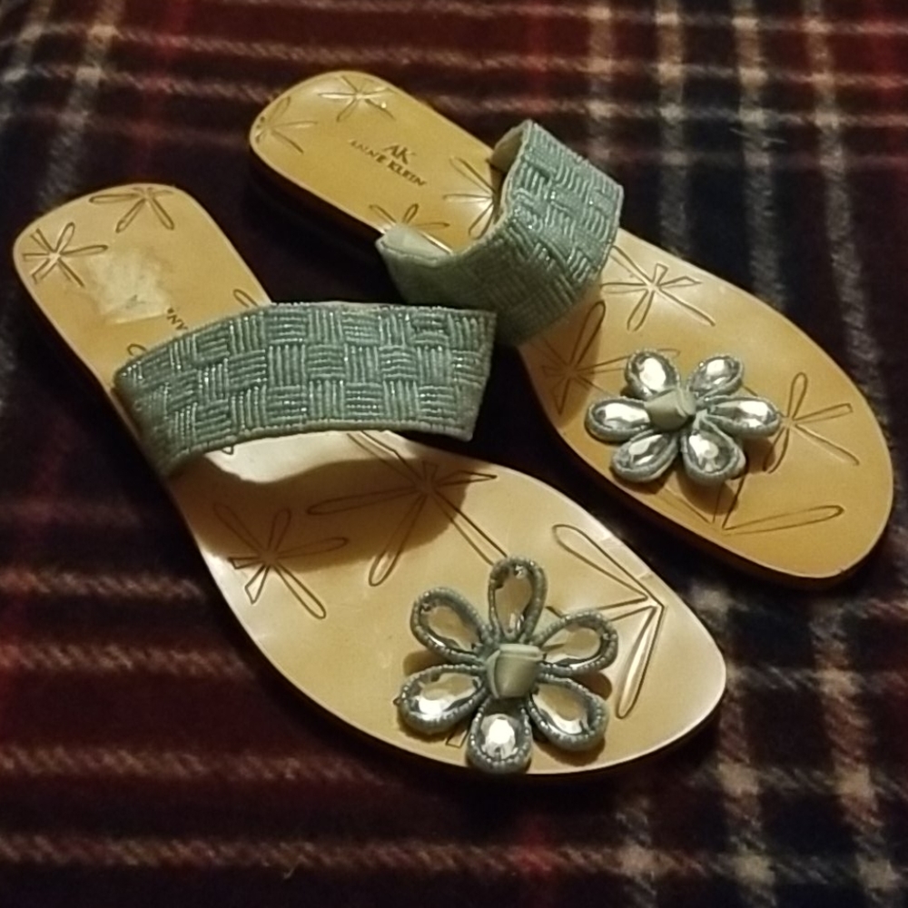 Anne Klein blue beaded sandals